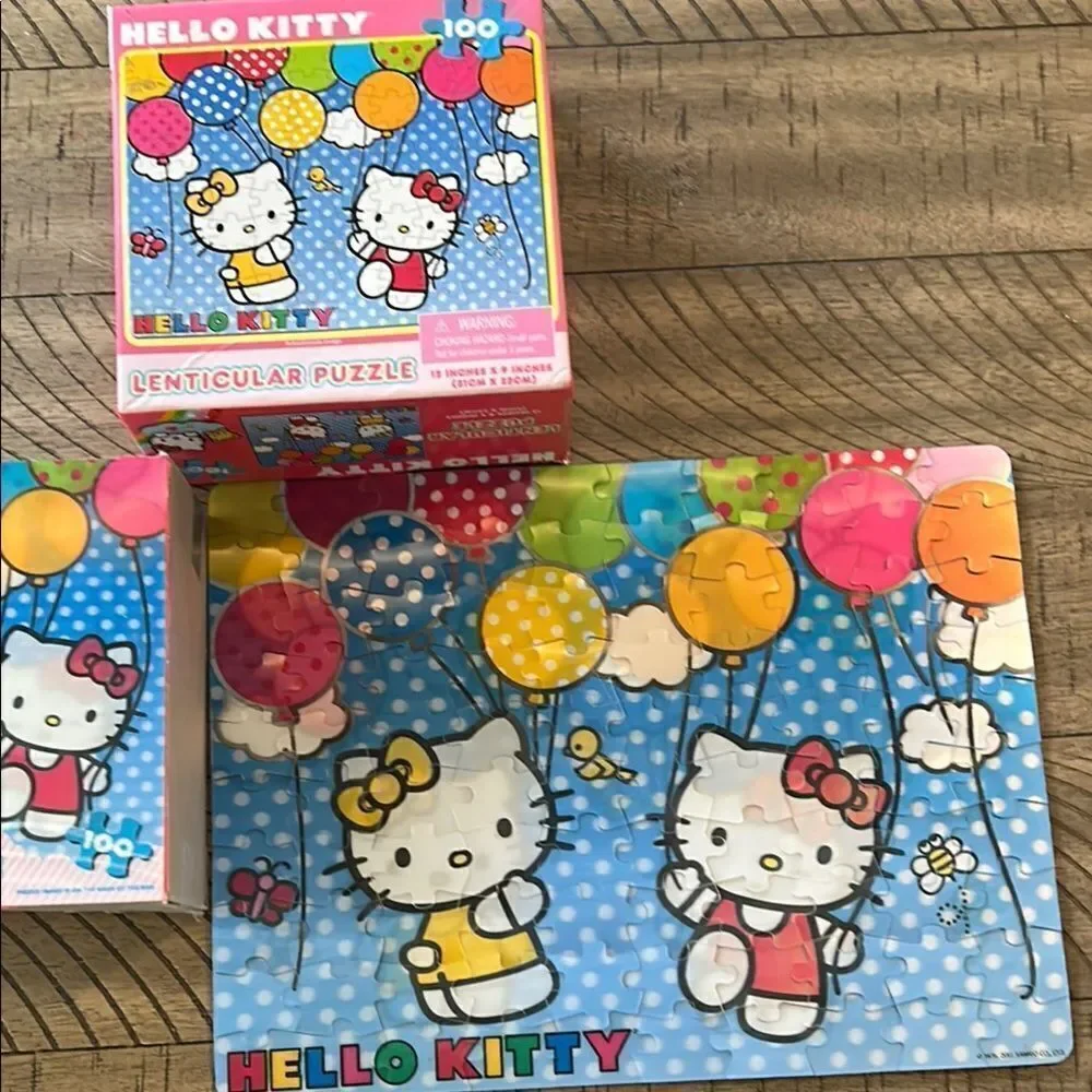 Hello Kitty 🐱 🌺 Lenticular Puzzle 🧩 Set - balloons 🎈🎈 too! 2011 Sanrio USA 🇺🇸